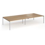 Connex Goal-Post 3600 x 1600 x 725mm Back to Back Desk (4 x 1800mm) - Silver Frame / Oak Top