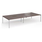 Connex Goal-Post 3600 x 1600 x 725mm Back to Back Desk (4 x 1800mm) - Silver Frame / Walnut Top