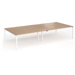 Connex Goal-Post 3600 x 1600 x 725mm Back to Back Desk (4 x 1800mm) - White Frame / Beech Top