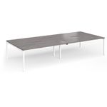 Connex Goal-Post 3600 x 1600 x 725mm Back to Back Desk (4 x 1800mm) - White Frame / Grey Oak Top