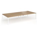 Connex Goal-Post 3600 x 1600 x 725mm Back to Back Desk (4 x 1800mm) - White Frame / Oak Top