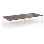 Connex Goal-Post 3600 x 1600 x 725mm Back to Back Desk (4 x 1800mm) - White Frame / Walnut Top