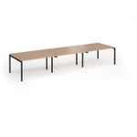 Connex Goal-Post 4200 x 1200 x 725mm Back to Back Desk (6 x 1400mm) - Black Frame / Beech Top