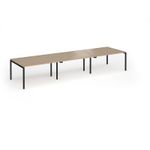 Connex Goal-Post 4200 x 1200 x 725mm Back to Back Desk (6 x 1400mm) - Black Frame / Kendal Oak Top