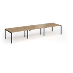 Connex Goal-Post 4200 x 1200 x 725mm Back to Back Desk (6 x 1400mm) - Black Frame / Oak Top