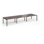Connex Goal-Post 4200 x 1200 x 725mm Back to Back Desk (6 x 1400mm) - Black Frame / Walnut Top