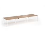Connex Goal-Post 4200 x 1200 x 725mm Back to Back Desk (6 x 1400mm) - White Frame / Beech Top