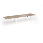 Connex Goal-Post 4200 x 1200 x 725mm Back to Back Desk (6 x 1400mm) - White Frame / Kendal Oak Top