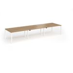 Connex Goal-Post 4200 x 1200 x 725mm Back to Back Desk (6 x 1400mm) - White Frame / Oak Top