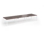 Connex Goal-Post 4200 x 1200 x 725mm Back to Back Desk (6 x 1400mm) - White Frame / Walnut Top