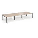 Connex Goal-Post 4200 x 1600 x 725mm Back to Back Desk (6 x 1400mm) - Black Frame / Kendal Oak Top