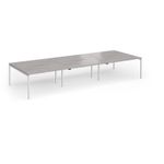 Connex Goal-Post 4200 x 1600 x 725mm Back to Back Desk (6 x 1400mm) - Silver Frame / Grey Oak Top