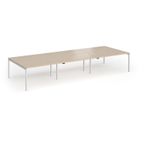 Connex Goal-Post 4200 x 1600 x 725mm Back to Back Desk (6 x 1400mm) - Silver Frame / Kendal Oak Top