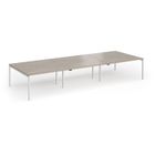 Connex Goal-Post 4200 x 1600 x 725mm Back to Back Desk (6 x 1400mm) - Silver Frame / Nebraska Oak Top