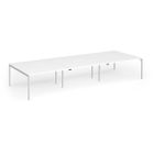 Connex Goal-Post 4200 x 1600 x 725mm Back to Back Desk (6 x 1400mm) - Silver Frame / White Top
