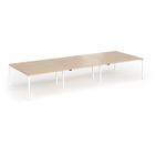 Connex Goal-Post 4200 x 1600 x 725mm Back to Back Desk (6 x 1400mm) - White Frame / Beech Top