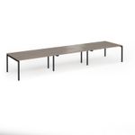 Connex Goal-Post 4800 x 1200 x 725mm Back to Back Desk (6 x 1600mm) - Black Frame / Nebraska Oak Top