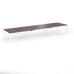 Connex Goal-Post 4800 x 1200 x 725mm Back to Back Desk (6 x 1600mm) - White Frame / Walnut Top