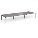 Connex Goal-Post 4800 x 1600 x 725mm Back to Back Desk (6 x 1600mm) - Black Frame / Grey Oak Top