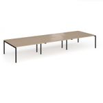 Connex Goal-Post 4800 x 1600 x 725mm Back to Back Desk (6 x 1600mm) - Black Frame / Kendal Oak Top
