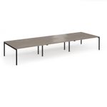 Connex Goal-Post 4800 x 1600 x 725mm Back to Back Desk (6 x 1600mm) - Black Frame / Nebraska Oak Top