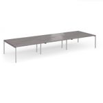 Connex Goal-Post 4800 x 1600 x 725mm Back to Back Desk (6 x 1600mm) - Silver Frame / Grey Oak Top