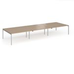 Connex Goal-Post 4800 x 1600 x 725mm Back to Back Desk (6 x 1600mm) - Silver Frame / Kendal Oak Top
