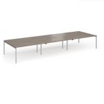 Connex Goal-Post 4800 x 1600 x 725mm Back to Back Desk (6 x 1600mm) - Silver Frame / Nebraska Oak Top