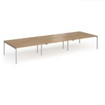 Connex Goal-Post 4800 x 1600 x 725mm Back to Back Desk (6 x 1600mm) - Silver Frame / Oak Top
