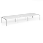 Connex Goal-Post 4800 x 1600 x 725mm Back to Back Desk (6 x 1600mm) - Silver Frame / White Top