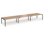 Connex Goal-Post 5400 x 1200 x 725mm Back to Back Desk (6 x 1800mm) - Black Frame / Beech Top