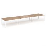 Connex Goal-Post 5400 x 1200 x 725mm Back to Back Desk (6 x 1800mm) - White Frame / Beech Top