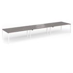 Connex Goal-Post 5400 x 1200 x 725mm Back to Back Desk (6 x 1800mm) - White Frame / Grey Oak Top