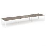 Connex Goal-Post 5400 x 1200 x 725mm Back to Back Desk (6 x 1800mm) - White Frame / Nebraska Oak Top