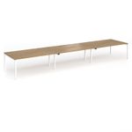 Connex Goal-Post 5400 x 1200 x 725mm Back to Back Desk (6 x 1800mm) - White Frame / Oak Top