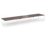 Connex Goal-Post 5400 x 1200 x 725mm Back to Back Desk (6 x 1800mm) - White Frame / Walnut Top