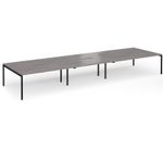Connex Goal-Post 5400 x 1600 x 725mm Back to Back Desk (6 x 1800mm) - Black Frame / Grey Oak Top
