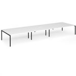 Connex Goal-Post 5400 x 1600 x 725mm Back to Back Desk (6 x 1800mm) - Black Frame / White Top