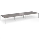 Connex Goal-Post 5400 x 1600 x 725mm Back to Back Desk (6 x 1800mm) - Silver Frame / Grey Oak Top