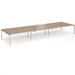 Connex Goal-Post 5400 x 1600 x 725mm Back to Back Desk (6 x 1800mm) - Silver Frame / Kendal Oak Top