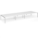 Connex Goal-Post 5400 x 1600 x 725mm Back to Back Desk (6 x 1800mm) - Silver Frame / White Top