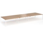 Connex Goal-Post 5400 x 1600 x 725mm Back to Back Desk (6 x 1800mm) - White Frame / Beech Top