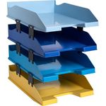 Exacompta Bee Blue Letter Trays Recycled A4 Set of 4 Assorted 113202SETD