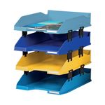Exacompta Bee Blue Letter Trays Recycled A4 Set of 4 Assorted 113202SETD