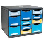 Exacompta Bee Blue Store Box Recycled 11 Drawers Assorted 3137202D