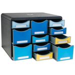 Exacompta Bee Blue Store Box Recycled 11 Drawers Assorted 3137202D