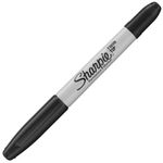 Sharpie Permanent Marker Twin Tip Fine/Ultra Fine Black (Pack of 12) S0811100