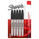 Sharpie Permanent Marker Fine Black (Pack of 5) 1986051