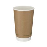 Go-Pak Double Wall Coffee Cup PLA Lined 16oz Kraft (Pack of 500) B04014