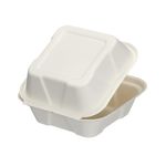 Go-Pak Bagasse Burger Box Square 6 Inch White (Pack of 500) D06001